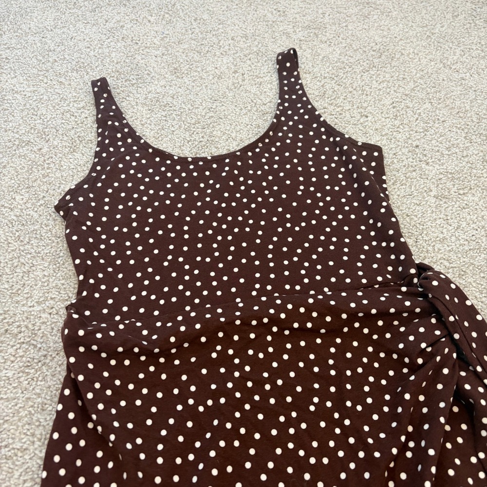 Reformation Kaila Wrap Dress Womens S Brown Polka Dot Tank Midi Retro Mod - Picture 2 of 7